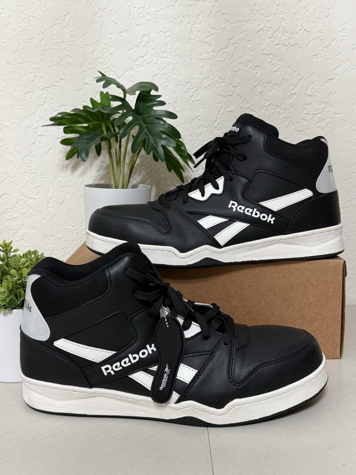 Reebok BB4500 Work EH Shoes Mens Size 13 Black Comp Toe Slip Resistant Sneakers
