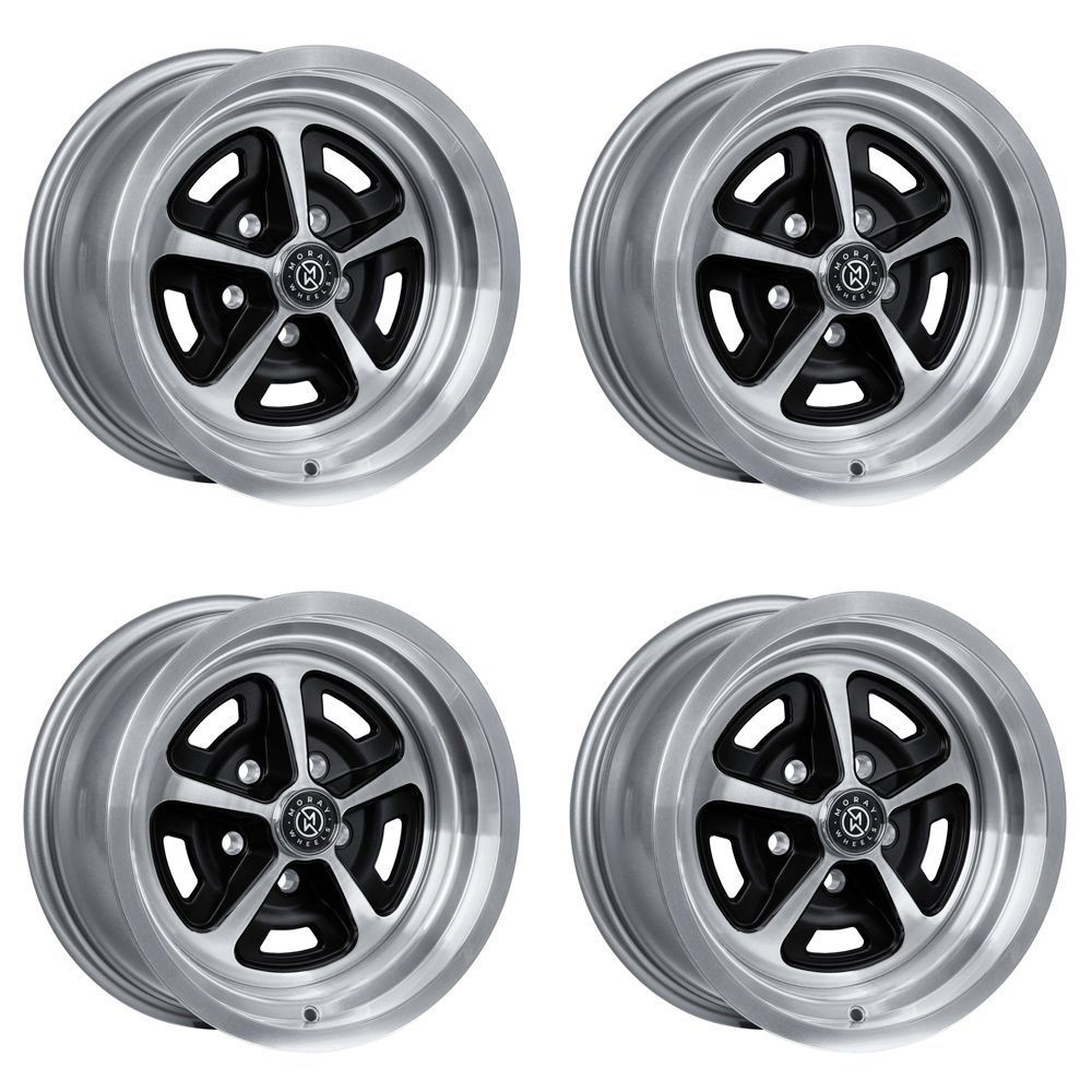 Moray Wheels 15”X7”/ 15”X8” Polished/ Gloss Black Alloy SS Super Sport Wheel Set