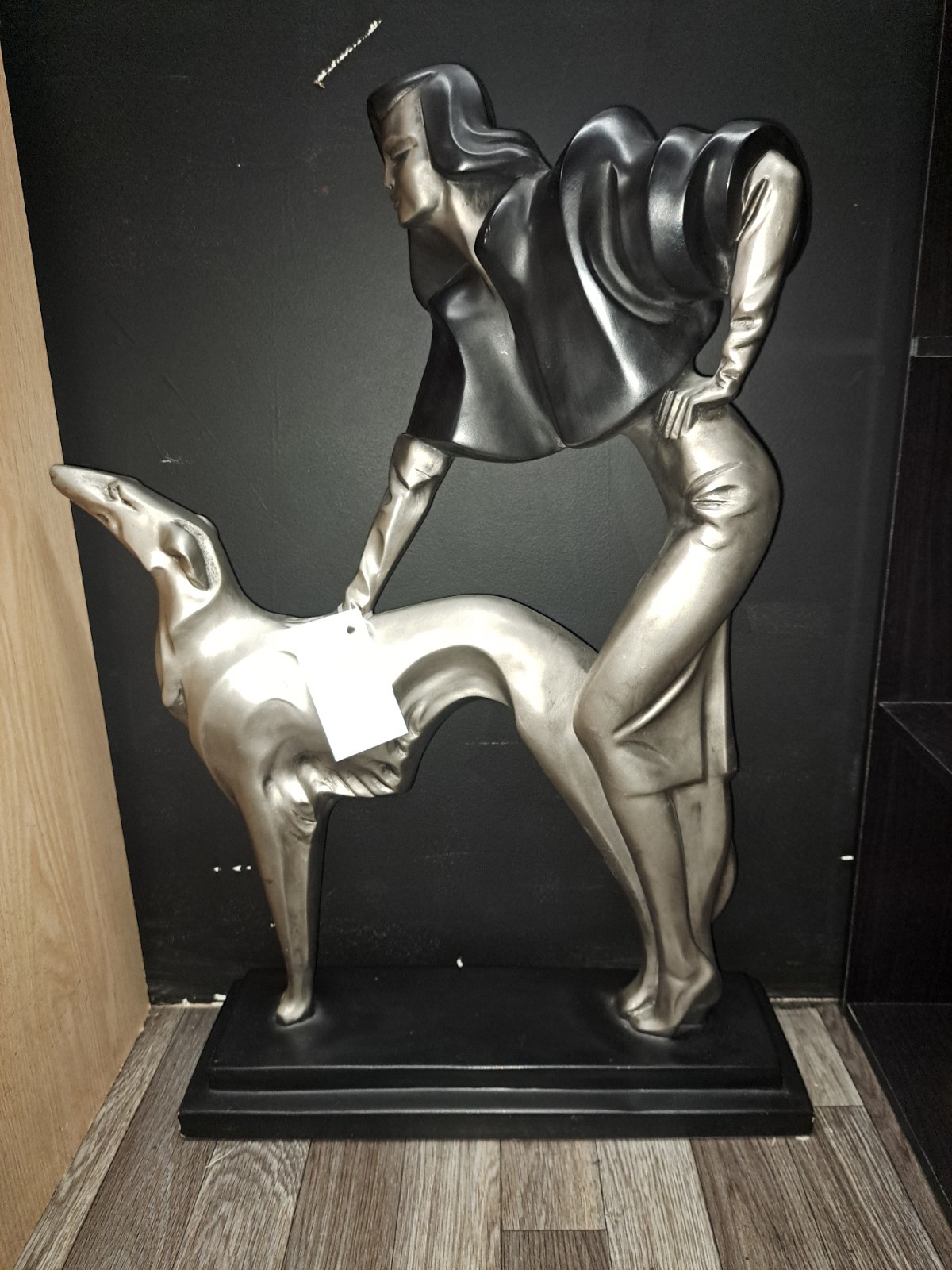 Austin Sculpture Afternoon Stroll Alexander Danel Signed Woman w/ Borzoi Dog