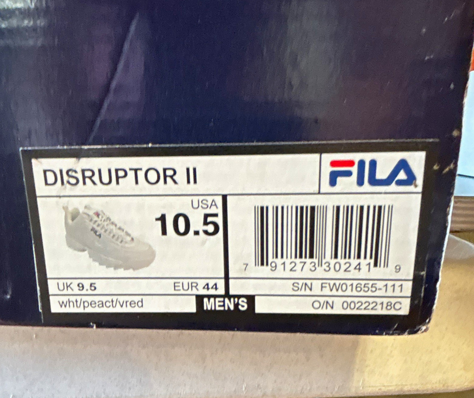 FILA Disruptor II Men’s Low Top Lace-Up Sneaker White FW01655-111