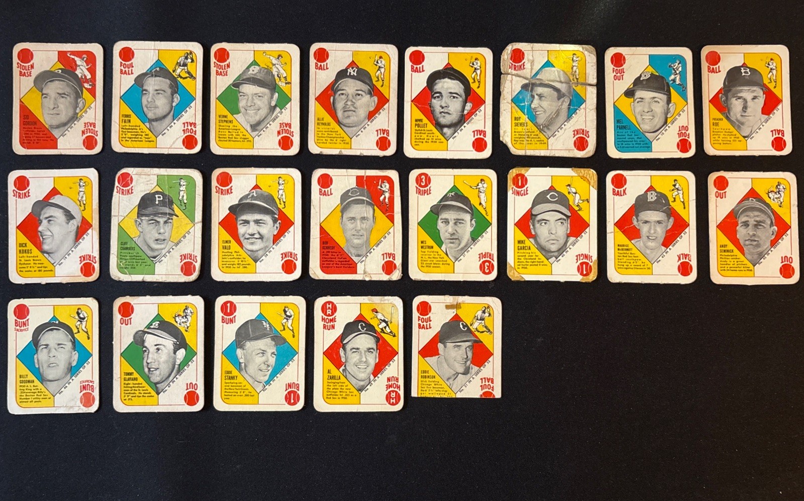 1951 Topps Red Backs Baseball Card Lot of 21 low grade