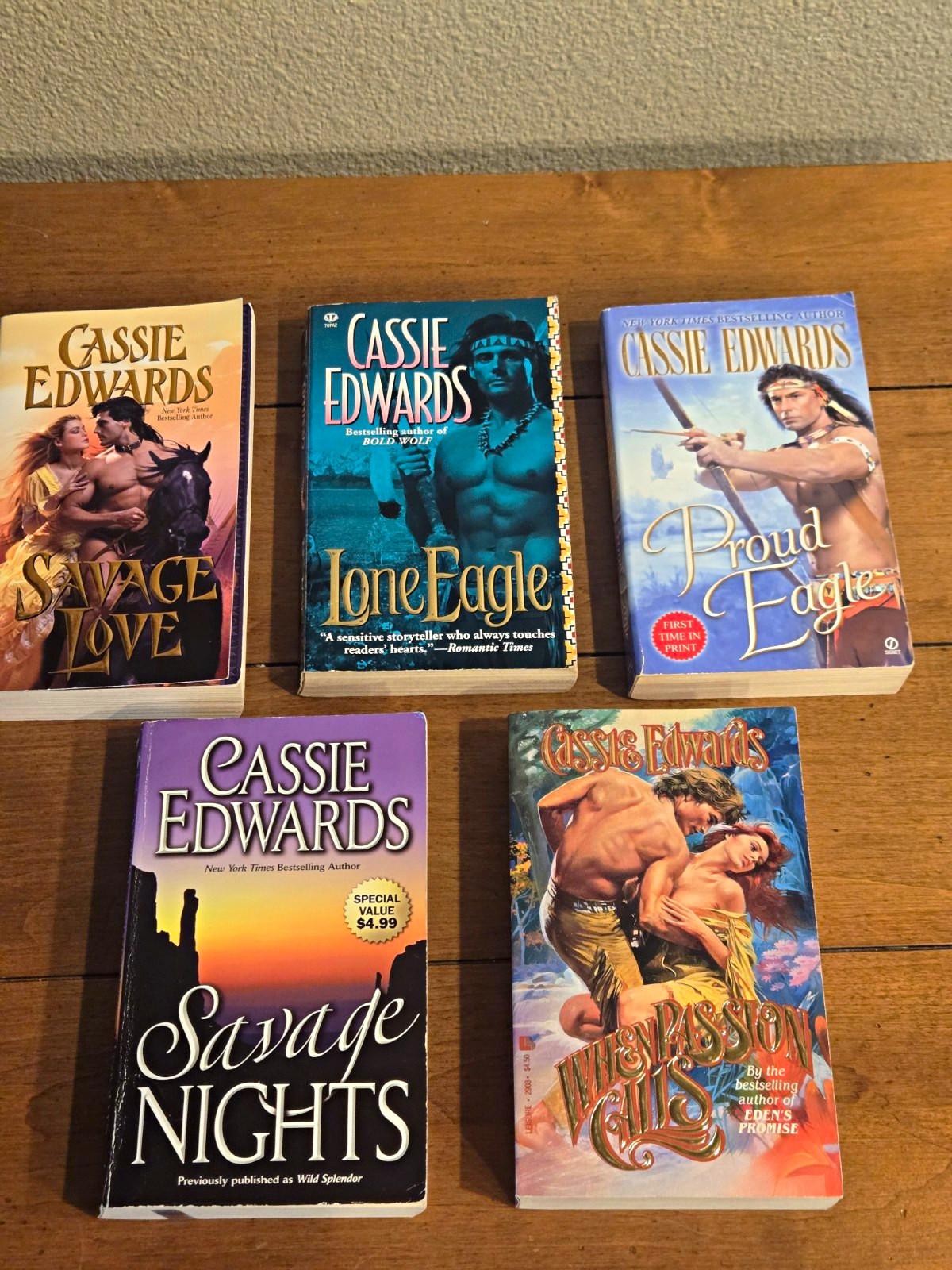 Cassie Edwards Romance Paperback Lot of 5 - Native American Themed