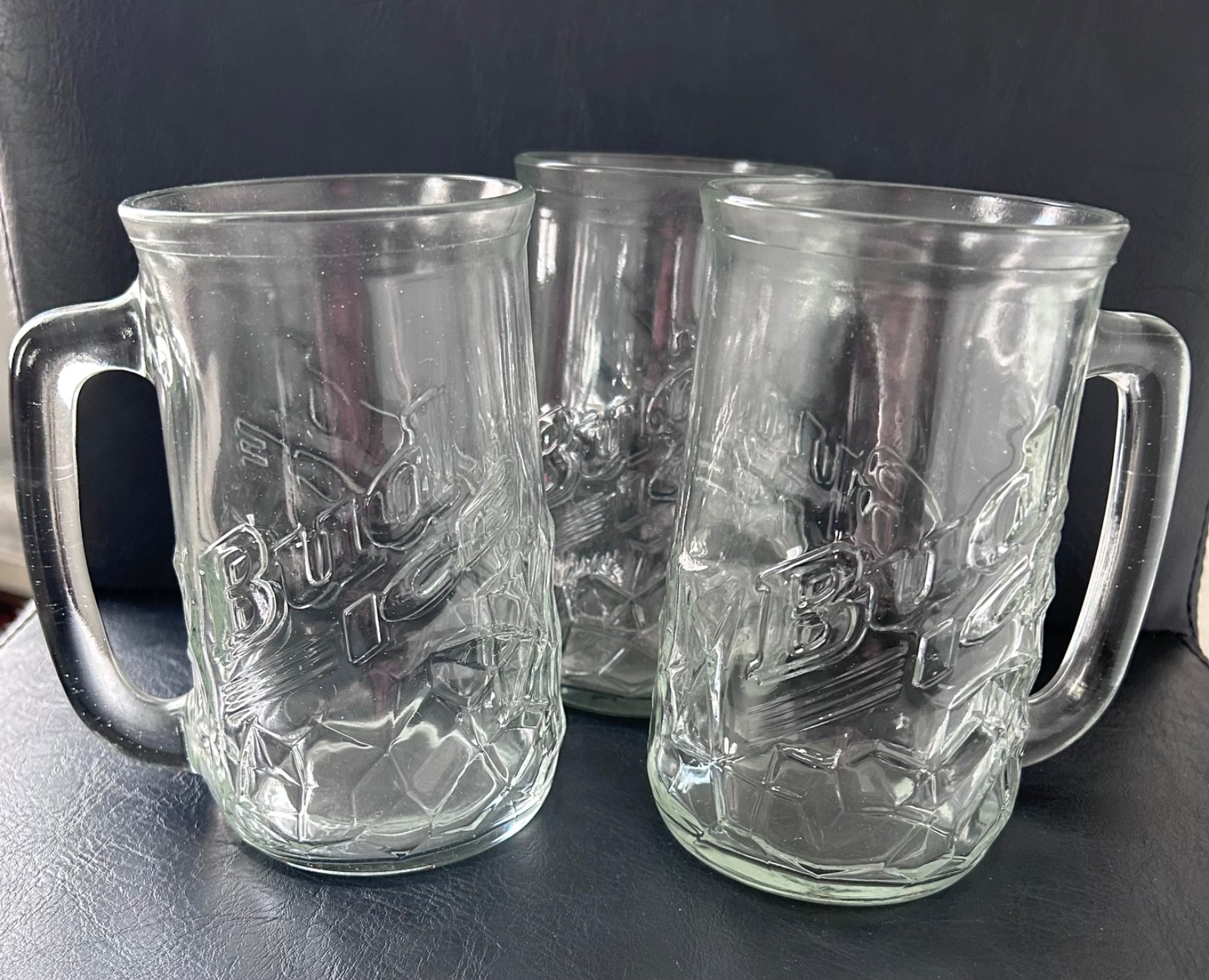Vintage 90\'s BUD ICE 3D Texture BUDWEISER Clear Glass 16oz BEER MUG 5½\ Vintage 90\'s BUD ICE 3D Texture BUDWEISER Clear Glass 16oz BEER MUG 5½\