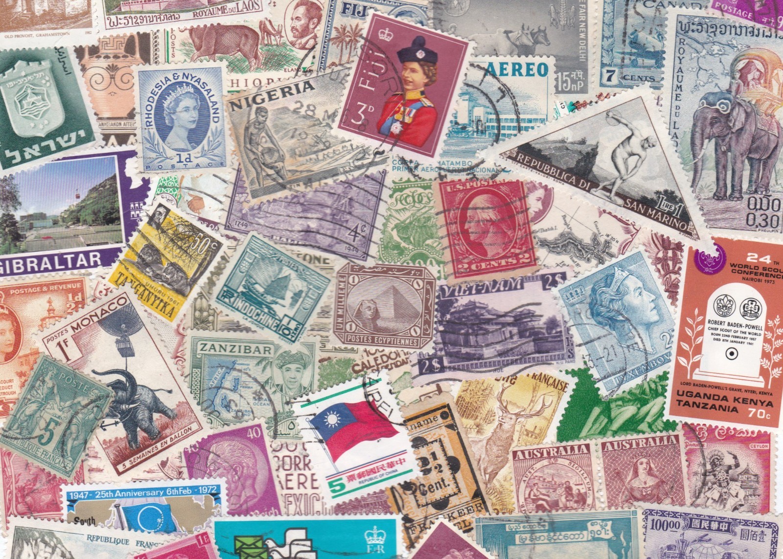 Worldwide Stamp Lot - 100 Different - Mostly Used
