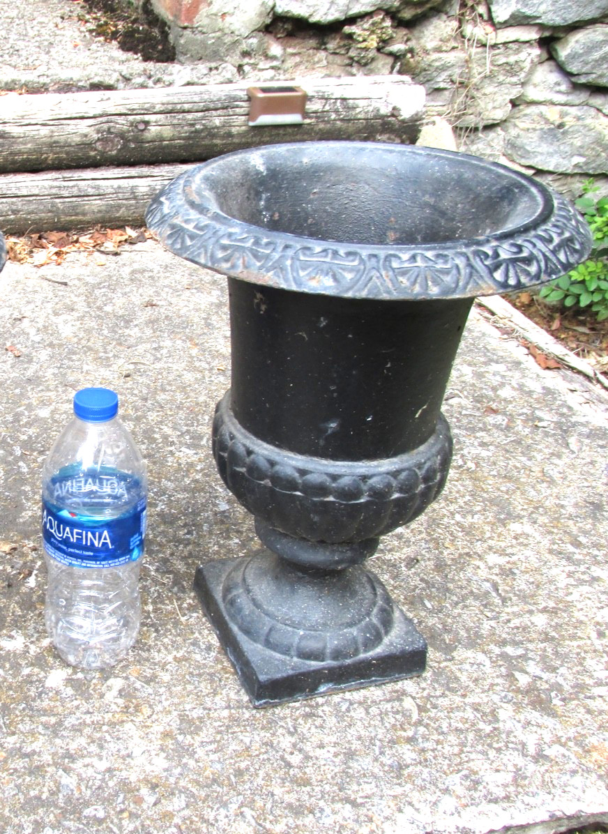 Vintage Cast Iron Classic French Neoclassical Garden Urn Planter 13\