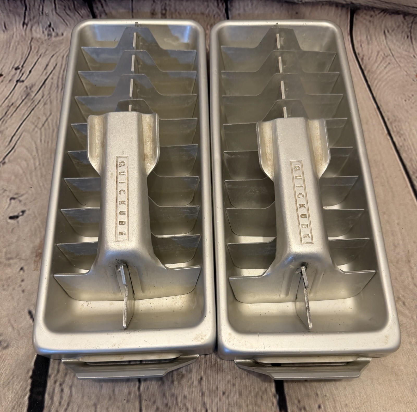 Vintage Frigidaire Quickube Aluminum Metal Ice Cube Trays 1950\'s Americana USA 2 Vintage Frigidaire Quickube Aluminum Metal Ice Cube Trays 1950\'s Americana USA 2