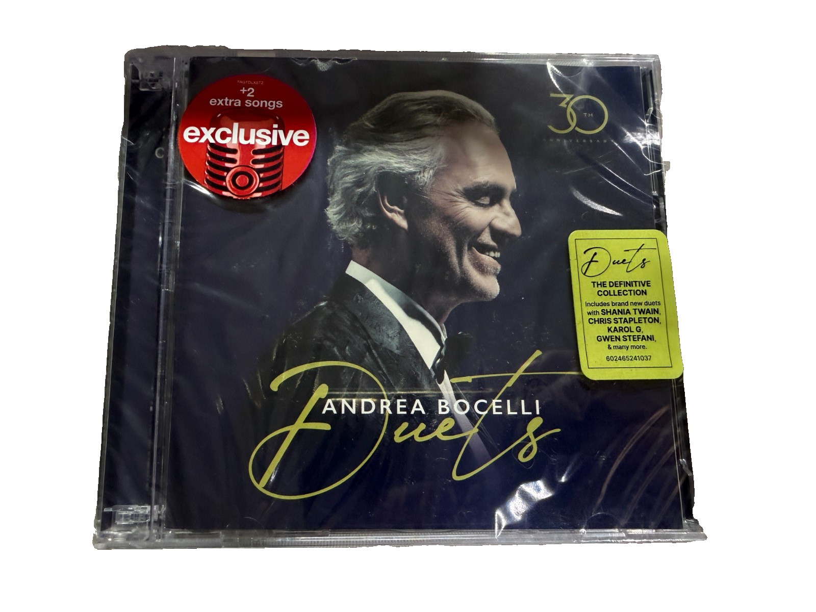Andrea Bocelli DUETS 2 Disc CD Target EXCLUSIVE with 2 BONUS SONGS
