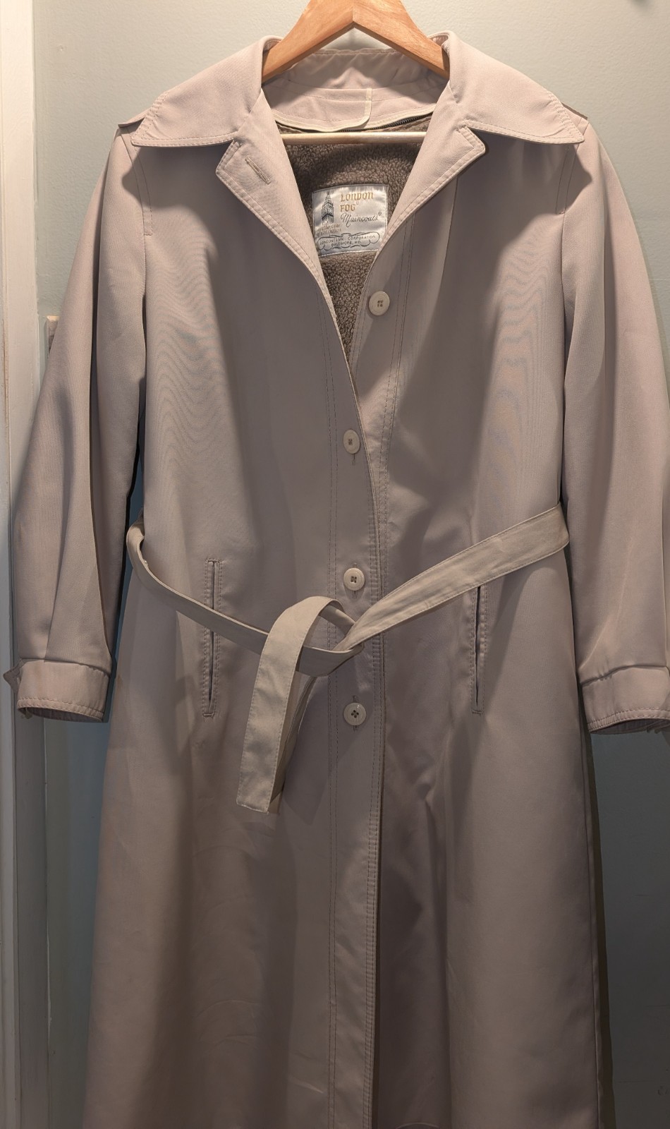Vintage 70s London Fog Womens Trench Rain Coat 14 Petite Lined Dagger Collar USA