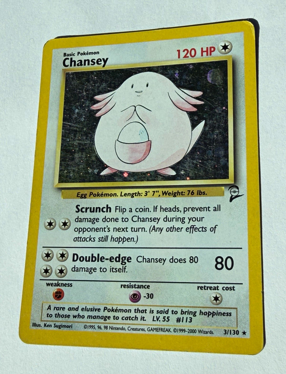 Pokemon TCG Chansey 003/130 Base Set 2 Holo Rare Eng 1999 120HP