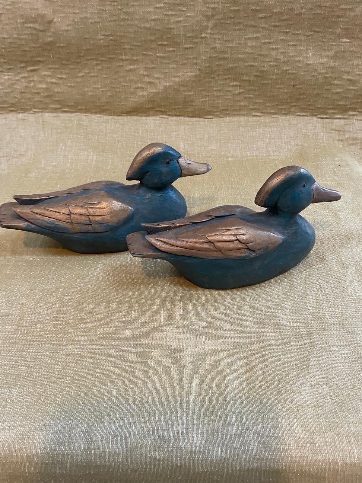 Pair Of Vintage Decoy Ducks Wood Belgian Pair Of Vintage Decoy Ducks Wood Belgian
