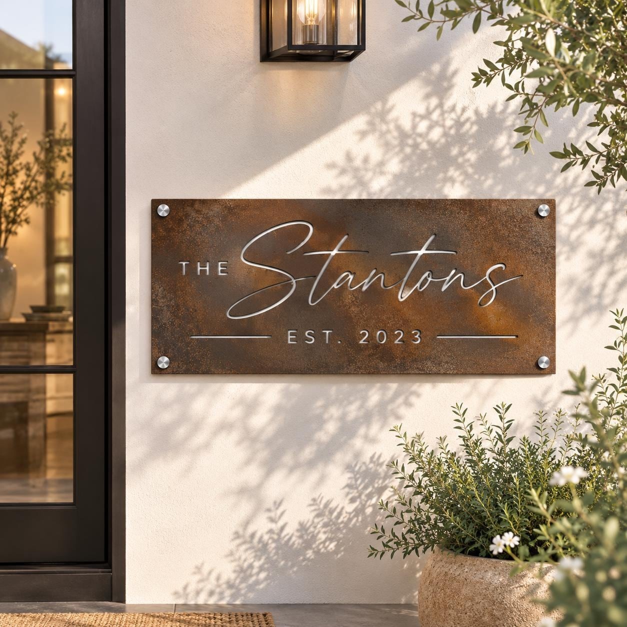 Personalized Aluminum Family Name Sign, Custom Outdoor House Plaque