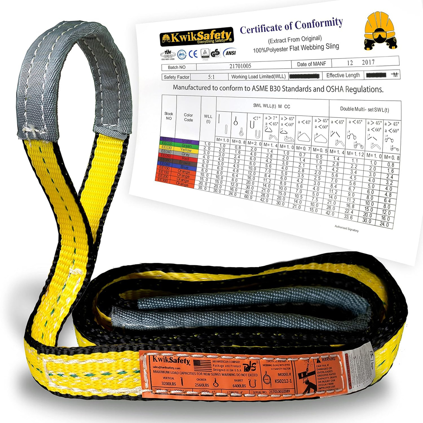 Charlotte NC Web Sling 1 Inch Polyester Heavy Duty Lifting Strap Vertical Choker