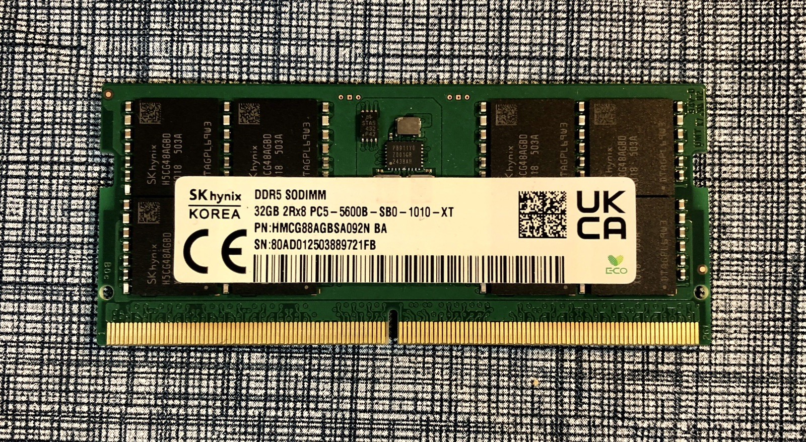 SK Hynix 32GB DDR5 SODIMM 2Rx8 PC5-5600B-SB0-1010-XT laptop ram