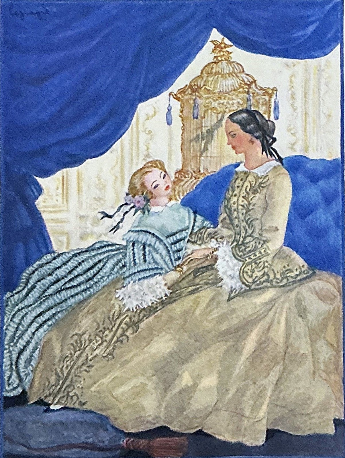 Lepape Aert Deco Romanticism: Original 1937 Copper-plate Heliogravure. Women