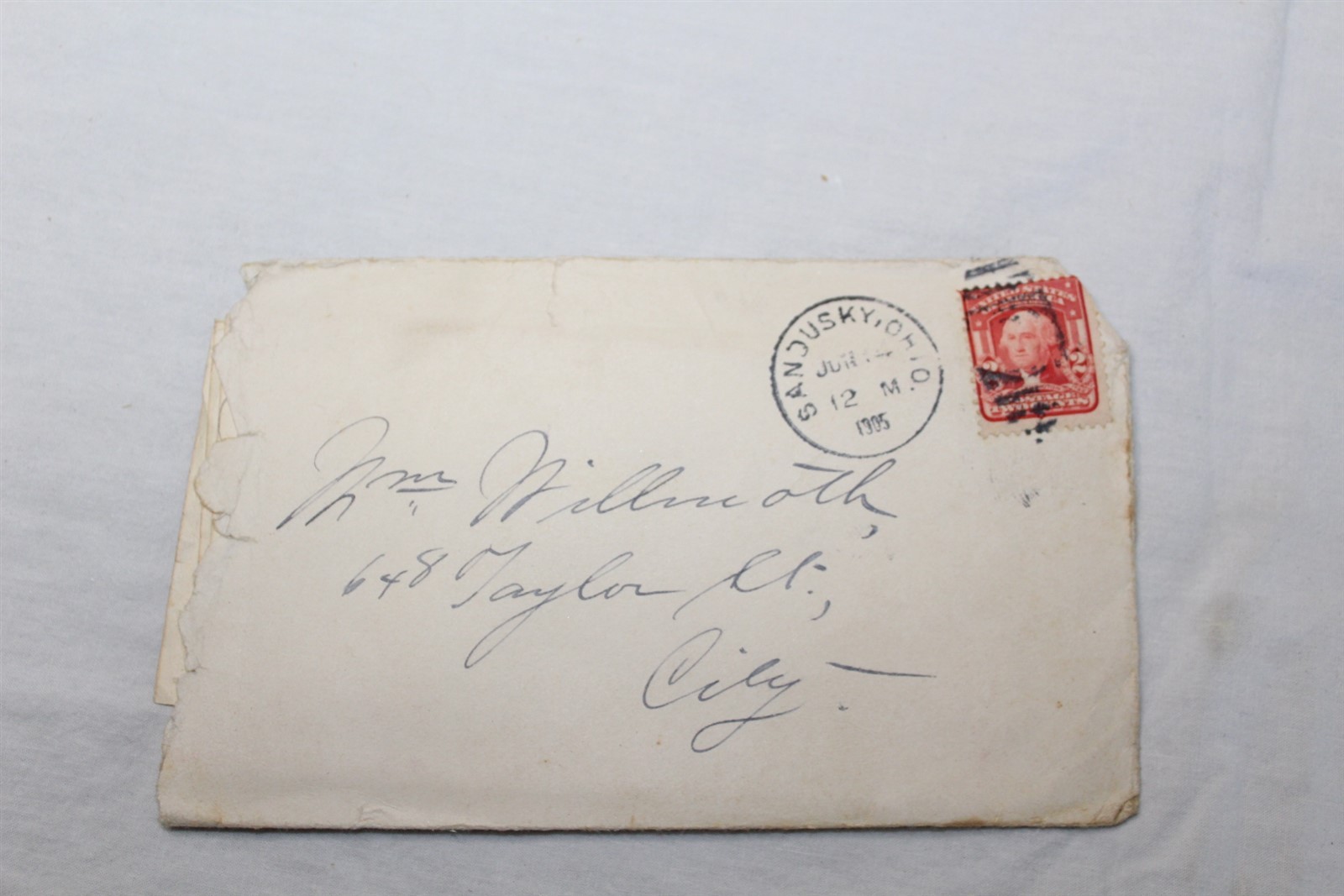  1905 Cancelled Stamp Set Of 2 Handwritten Story / Letters Antique
