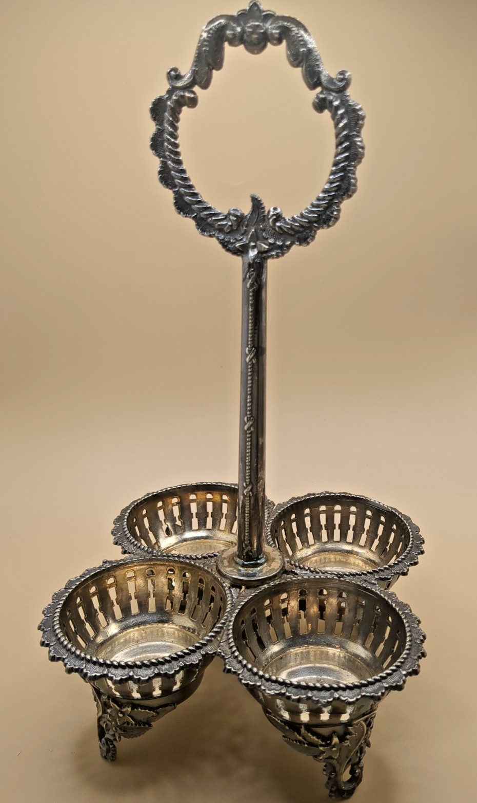 Antique J.F. Curran Co Victorian Silver Plate Cruet Stand Condiment Caddy Frame