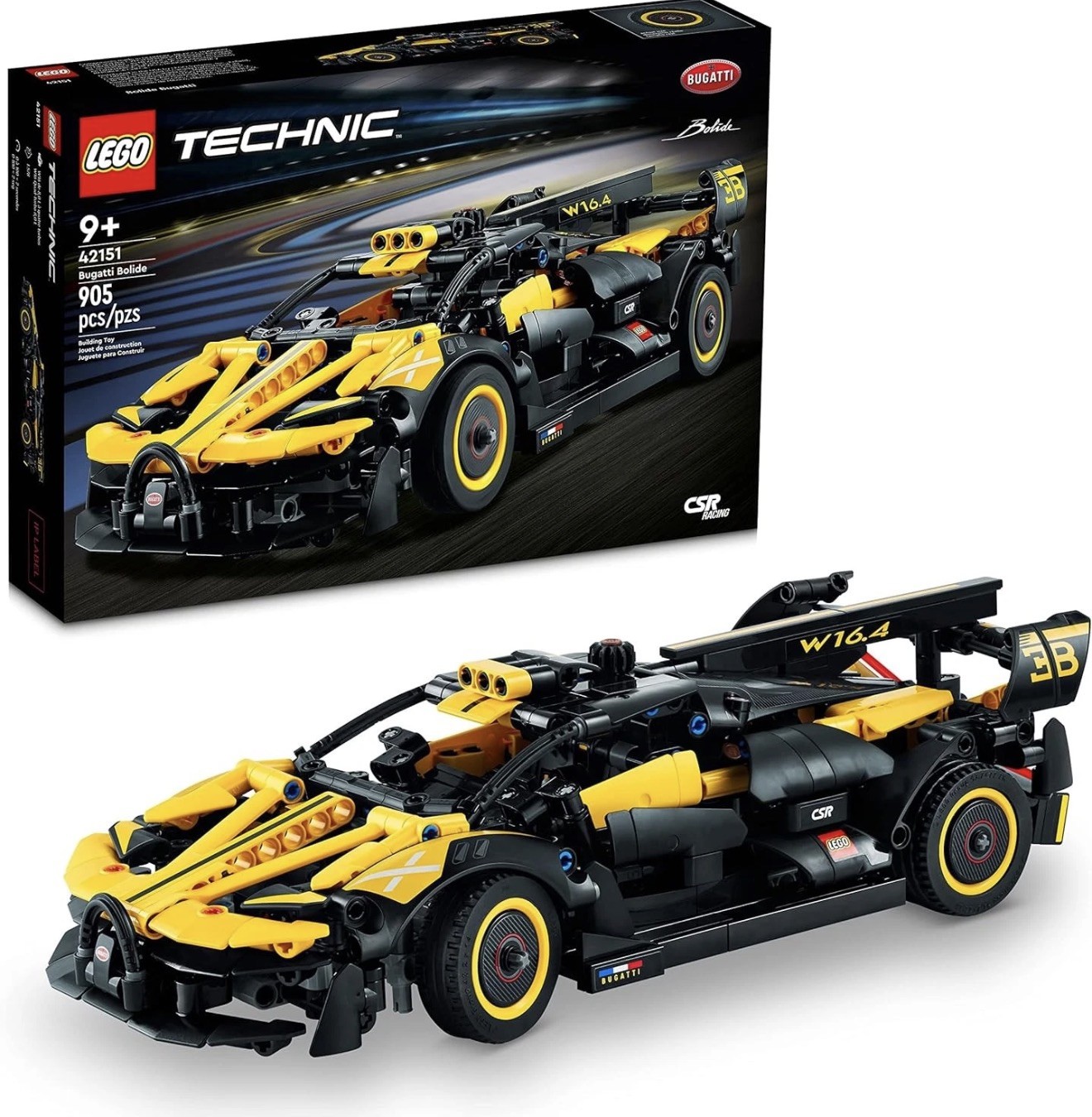 LEGO Technic Bugatti Bolide Racing Car Building Set - Model and Race Yellow