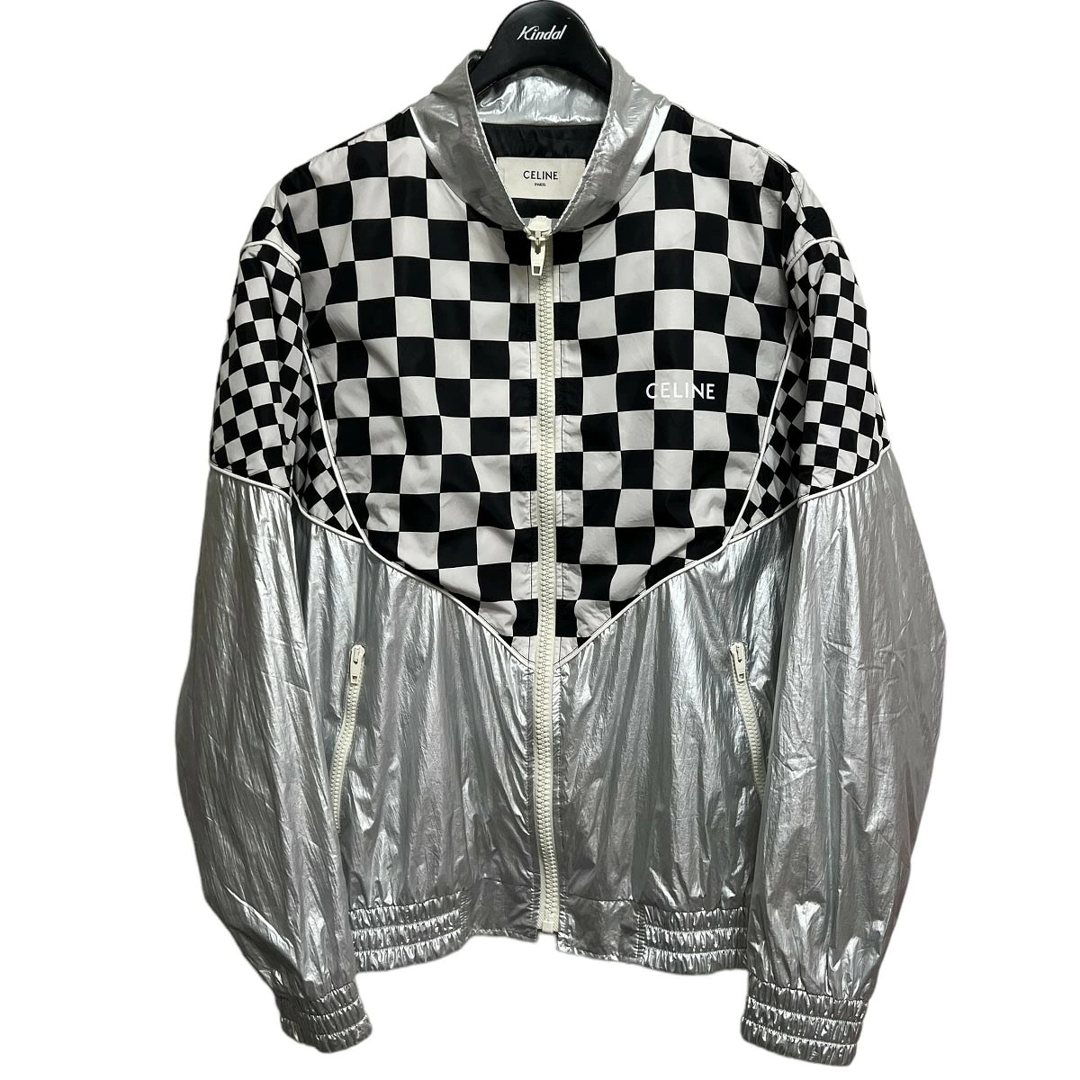 Celine 2021AW Checkerboard Boules Blouson Silver Size L Used
