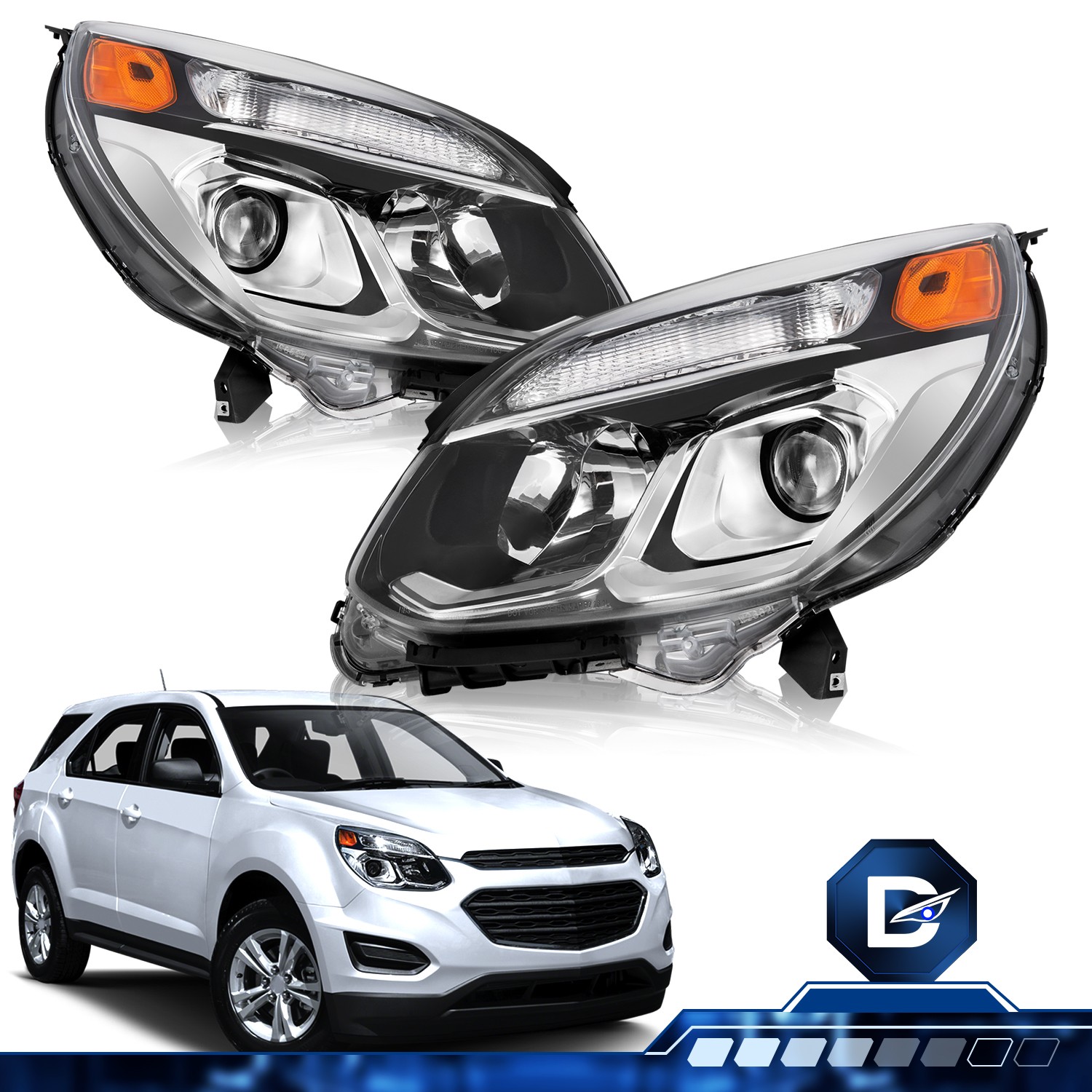  DriveForge For 2016-2017 Chevrolet Chevy Equinox Halogen Headlights Pair