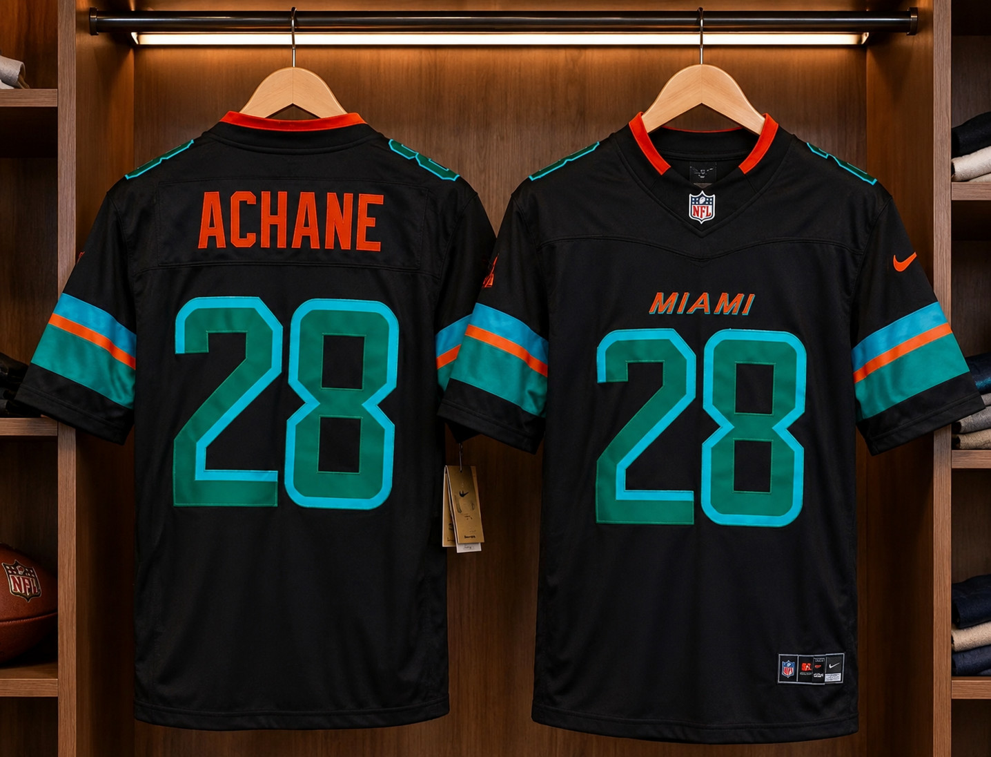 Men's Dolphins Achane#28 Blue 2025 Rivalries Collection Limited Jersey FULL SIZE