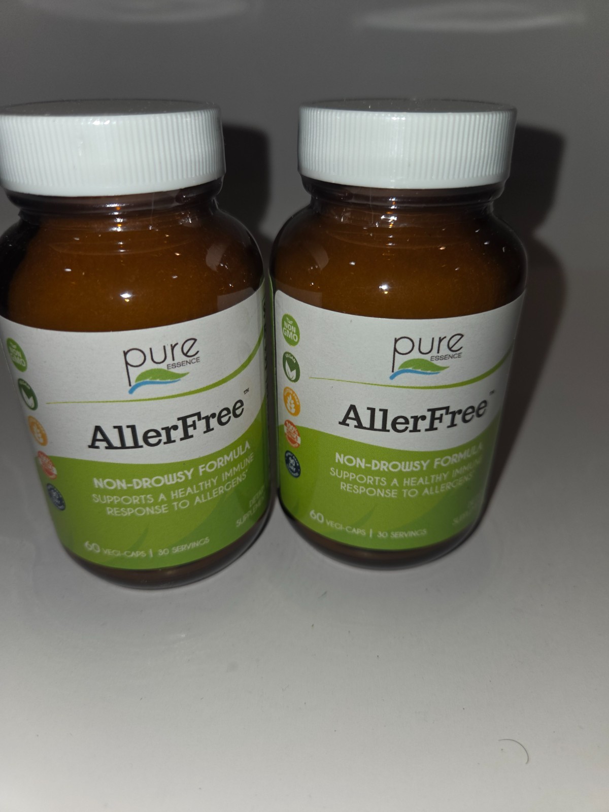 Pure Essence AllerFree 60 Vegi-Caps - 2 Bottles - Exp 11/2027