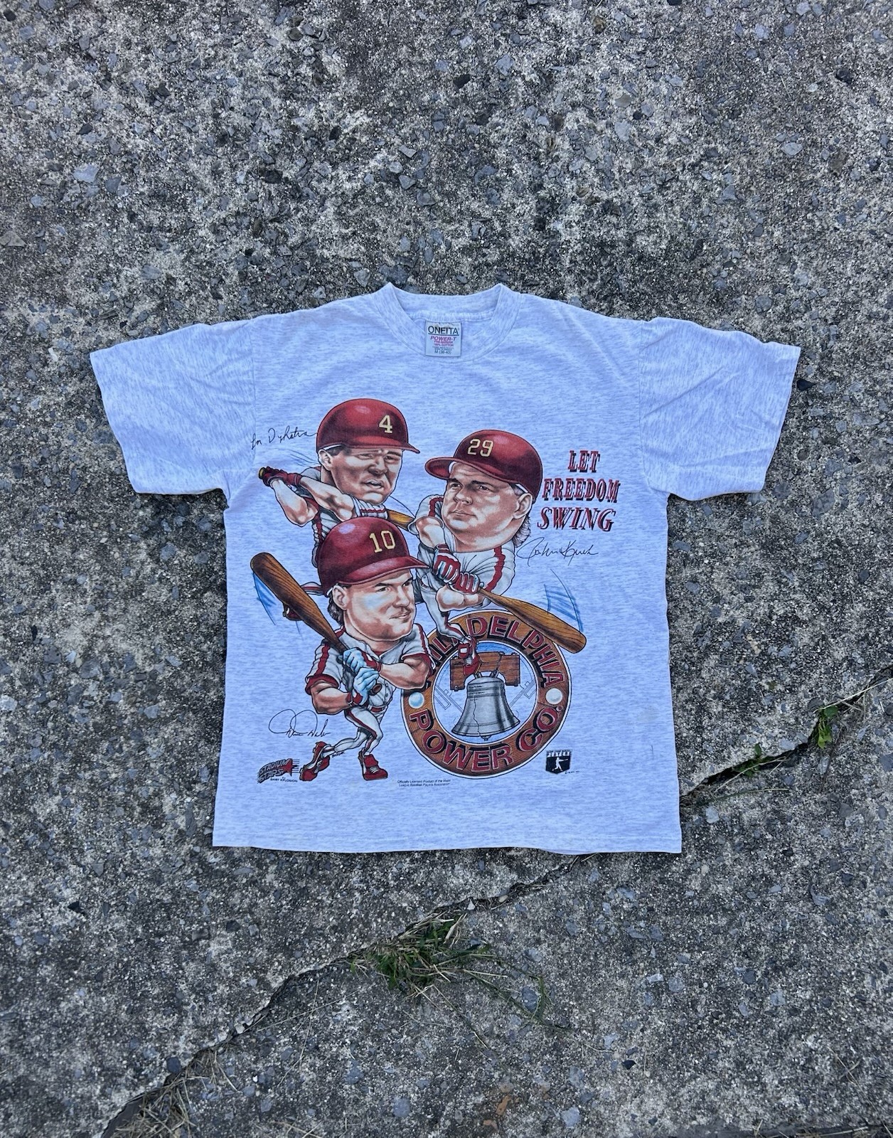 VTG Rare 90s Philadelphia Phillies Caricature Shirt Oneita Men\'s Sz M USA