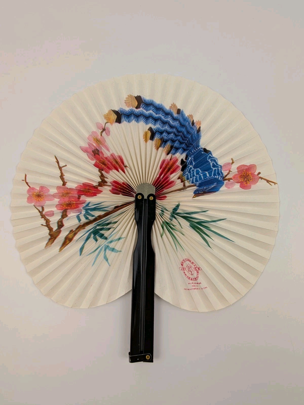 Vintage Shanghai Arts & Crafts Handmade Chinese Paper Peacock Fan