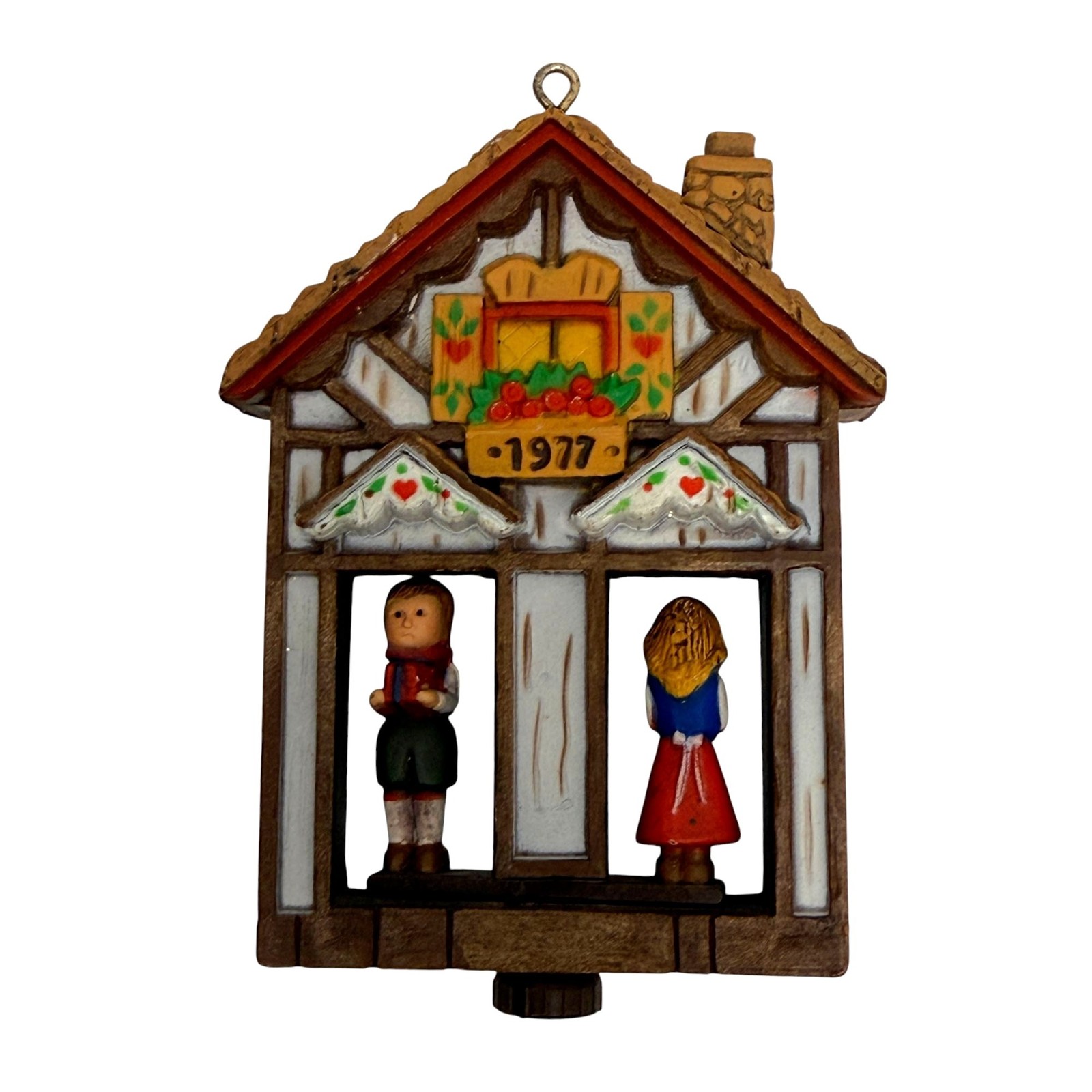 HALLMARK Christmas Ornament Twirl About Weather House Swiss Chalet Vintage 1977
