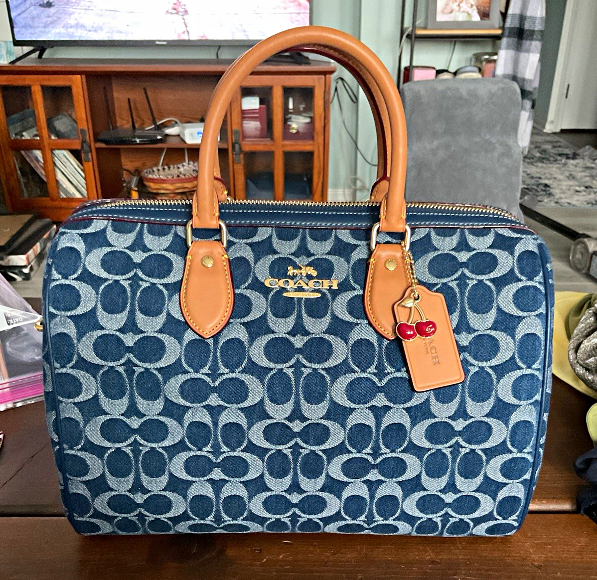 Coach Signature Denim Large Rowan Coach Signature Denim Large Rowan