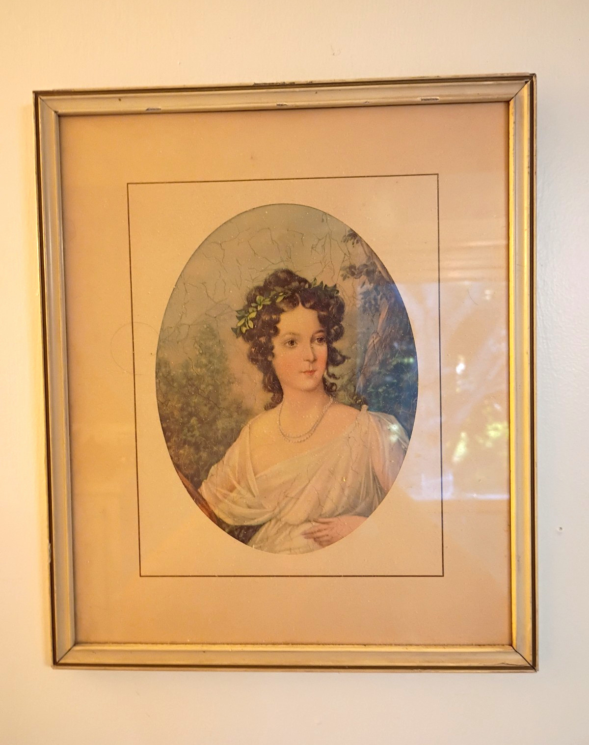 Antique VTG Portrait/Young Women/Classical-Neoclassical Regency style Wall Art