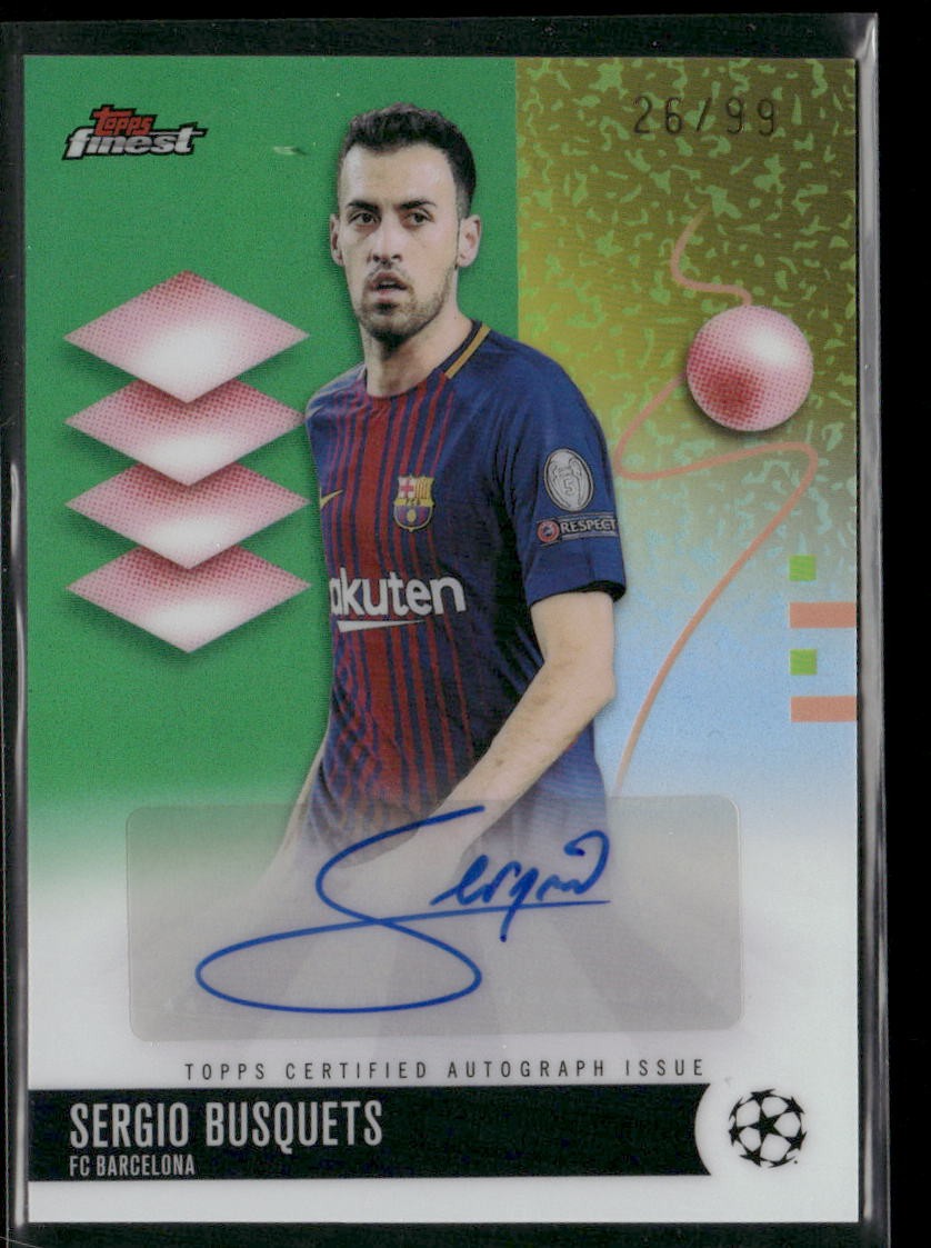 2026 Finest #BA-SB Sergio Busquets Base Autographs Green Refractor #/99 2026 Finest #BA-SB Sergio Busquets Base Autographs Green Refractor #/99