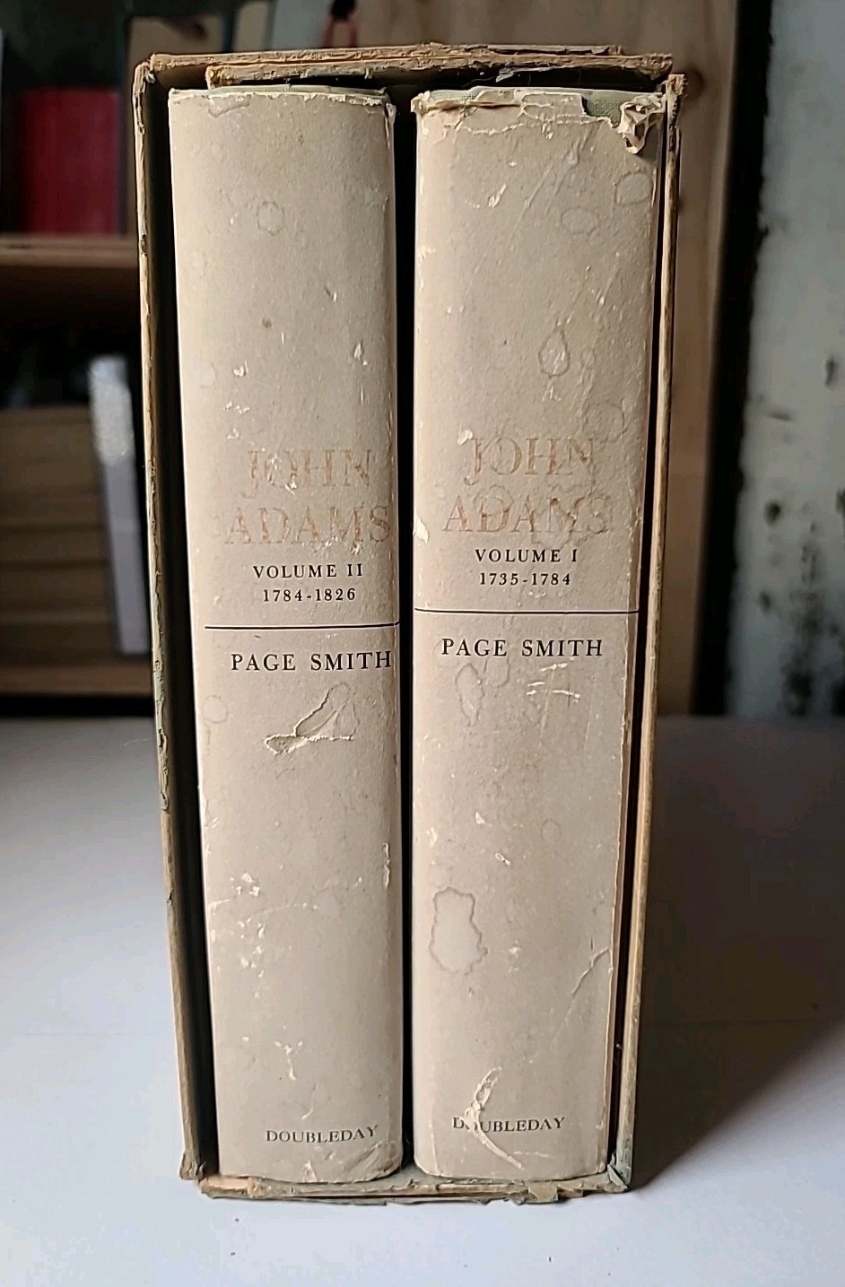 John Adams Vol I & II Page Smith 1962 First Edition Hardcover Set w/ Slipcase