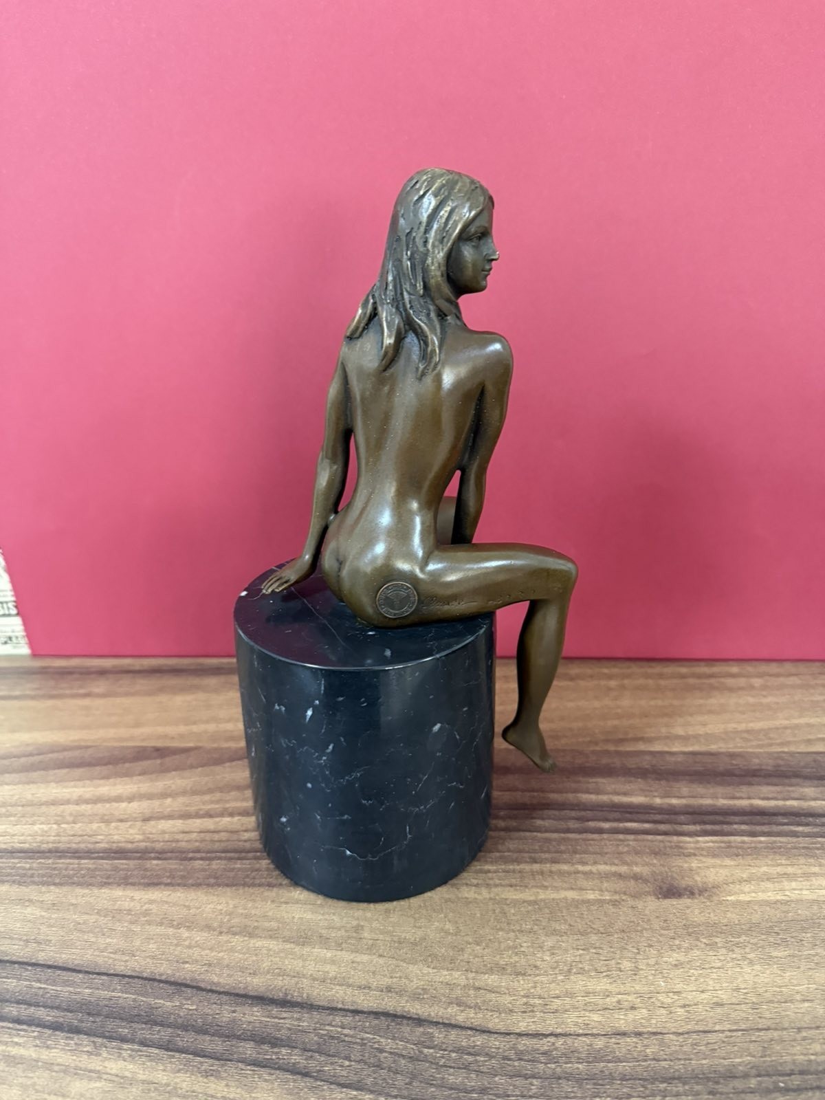 Bronze Woman Sculpture Female Elegant Figurative Art Statue Decor Lady Seated