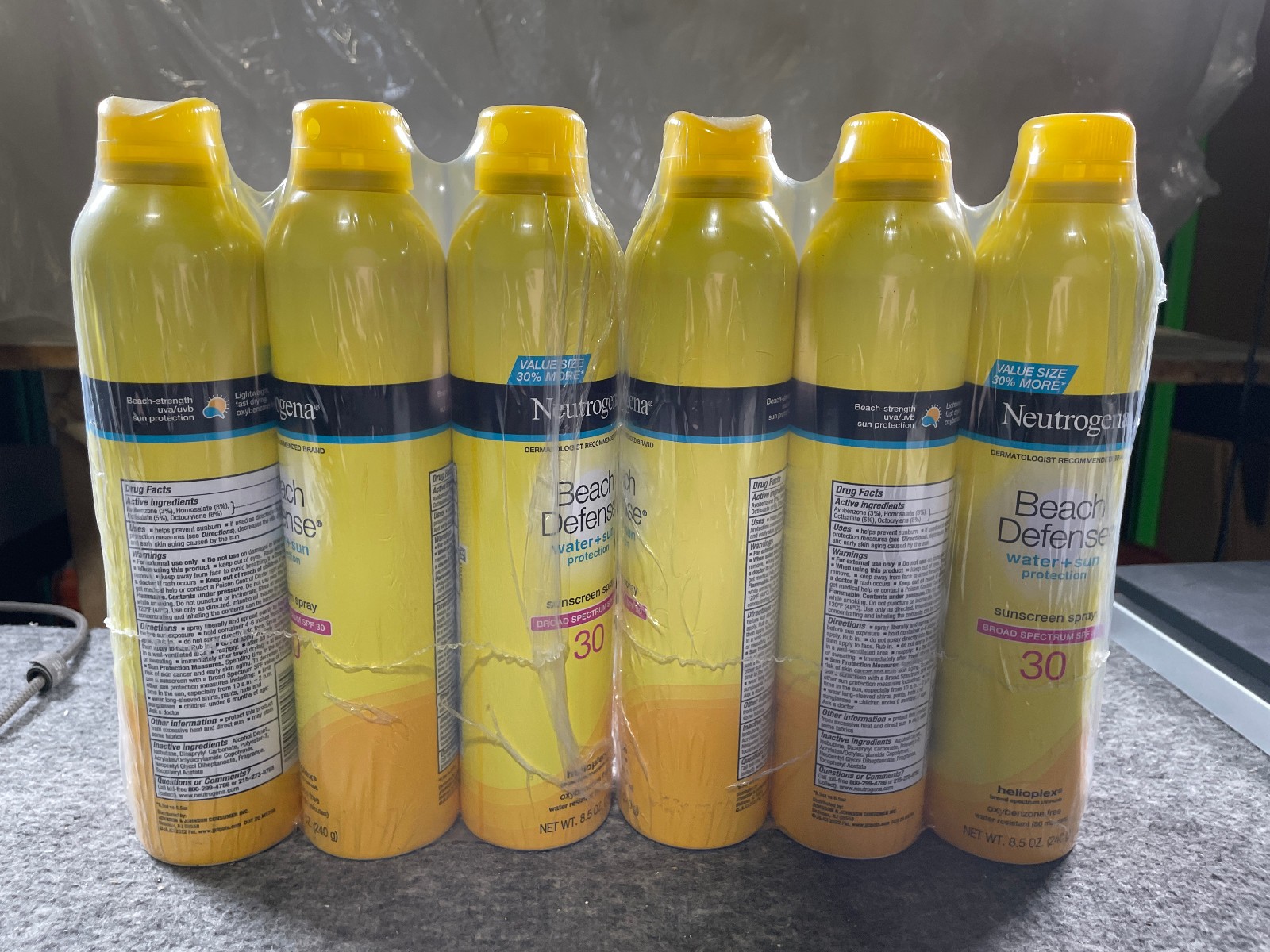 6 PACK Neutrogena Beach Defense Sunscreen Spray Lotion SPF 30 - 8.5 Oz Exp 9/27