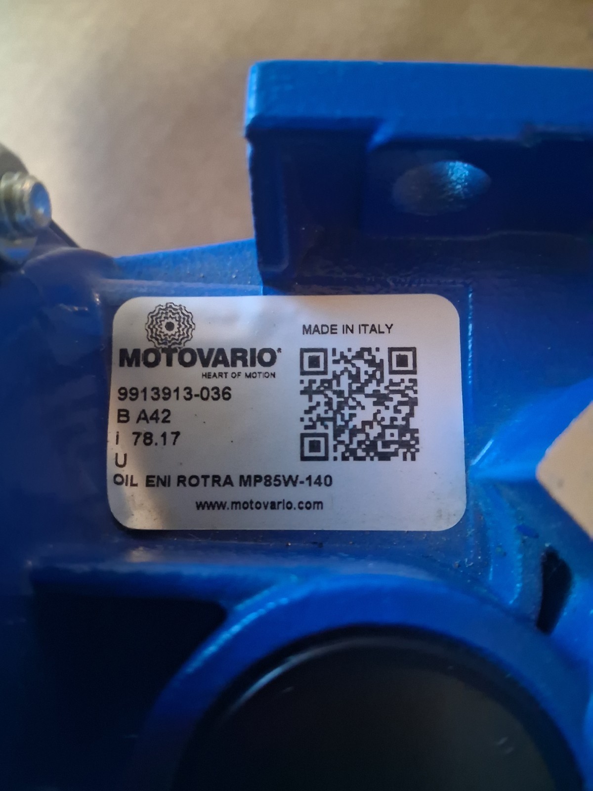 Motovario Gear Reducer BA42 I 78.17 U 9913913-036 NEW Motovario Gear Reducer BA42 I 78.17 U 9913913-036 NEW