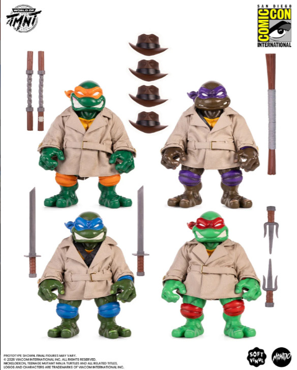 2026 Mondo TMNT Undercover Turtles Soft Vinyl 4-Pack Figures SDCC LE 500 SEALED