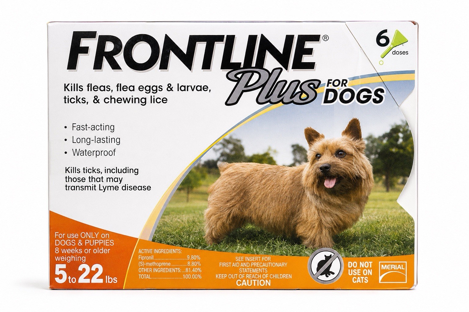 FRONTLINE Plus Flea & Tick Control For Dogs 5 - 22 Lbs. 6 - Doses - New Sealed FRONTLINE Plus Flea & Tick Control For Dogs 5 - 22 Lbs. 6 - Doses - New Sealed