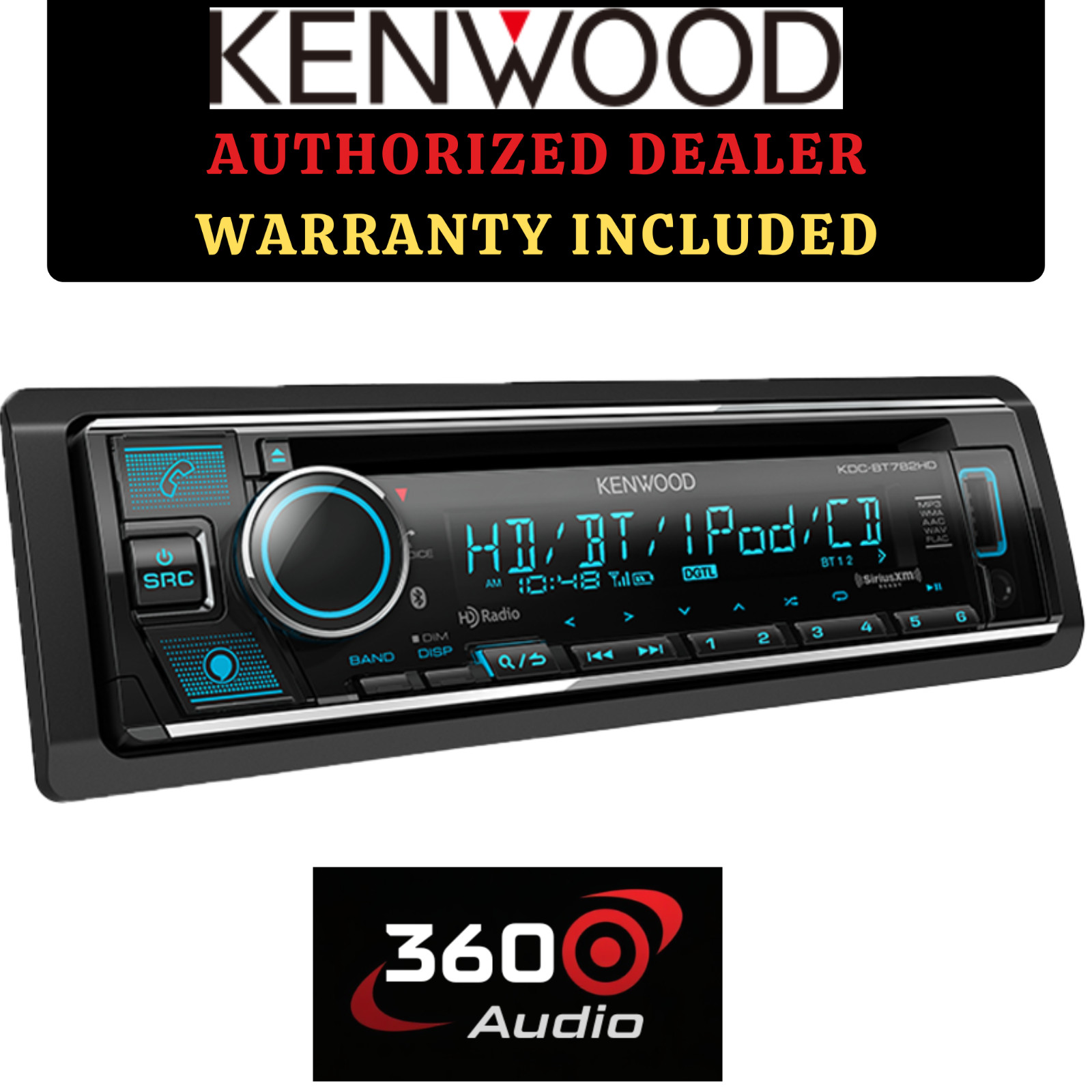 Kenwood KDC-BT782HD 1-Din CD Receiver with Bluetooth & HD Radio & Built-in EQ