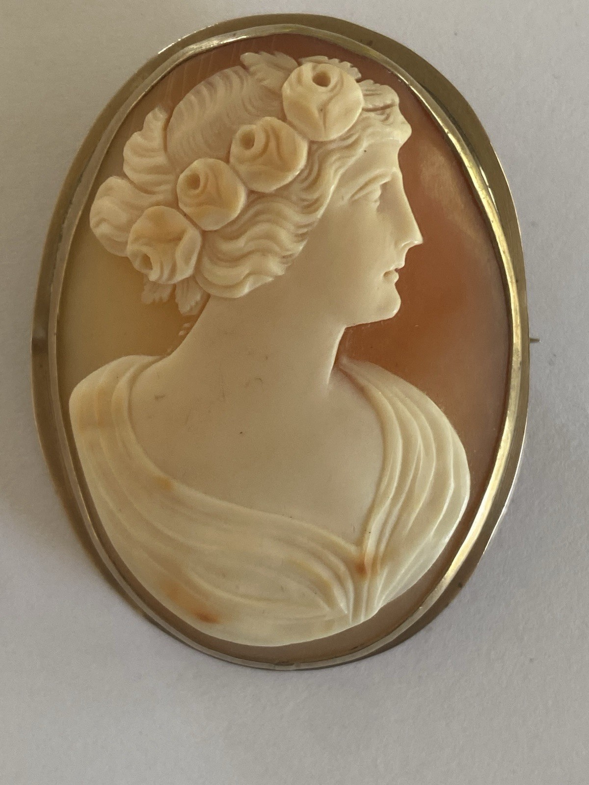 Antique 1800's Domed Cameo Carved Shell Greek Goddess Brooch Pin Exquisite Antique 1800's Domed Cameo Carved Shell Greek Goddess Brooch Pin Exquisite