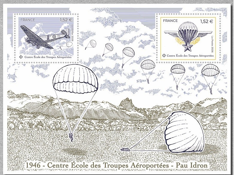 france 2026 Airborne Troops Training 80 years 1946 Military Parachutist ms2v mnh