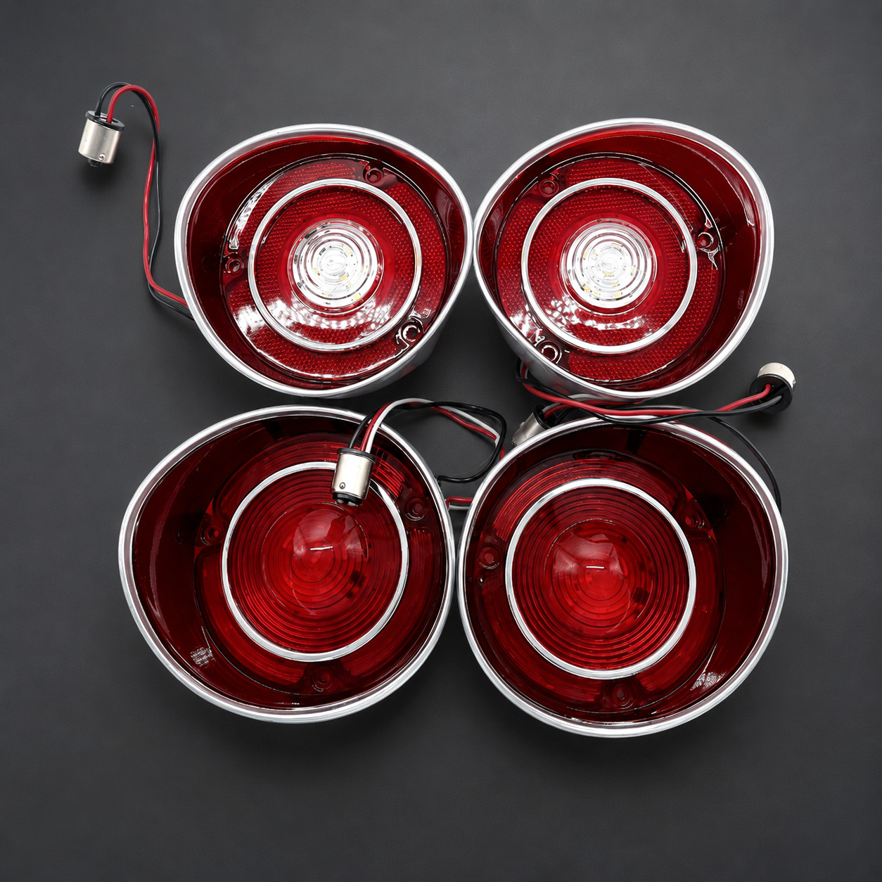 1971 Chevy Chevelle LED Tail Light Back up light with Trim 4PCS LH RH
