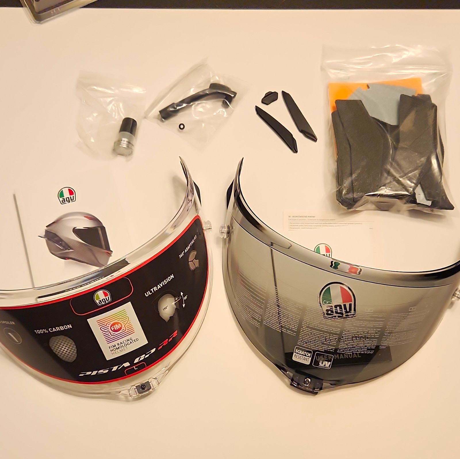 AGV Pista GP RR / Corsa R Premium accessory Bundle - Clear & Smoke Visors + Pads