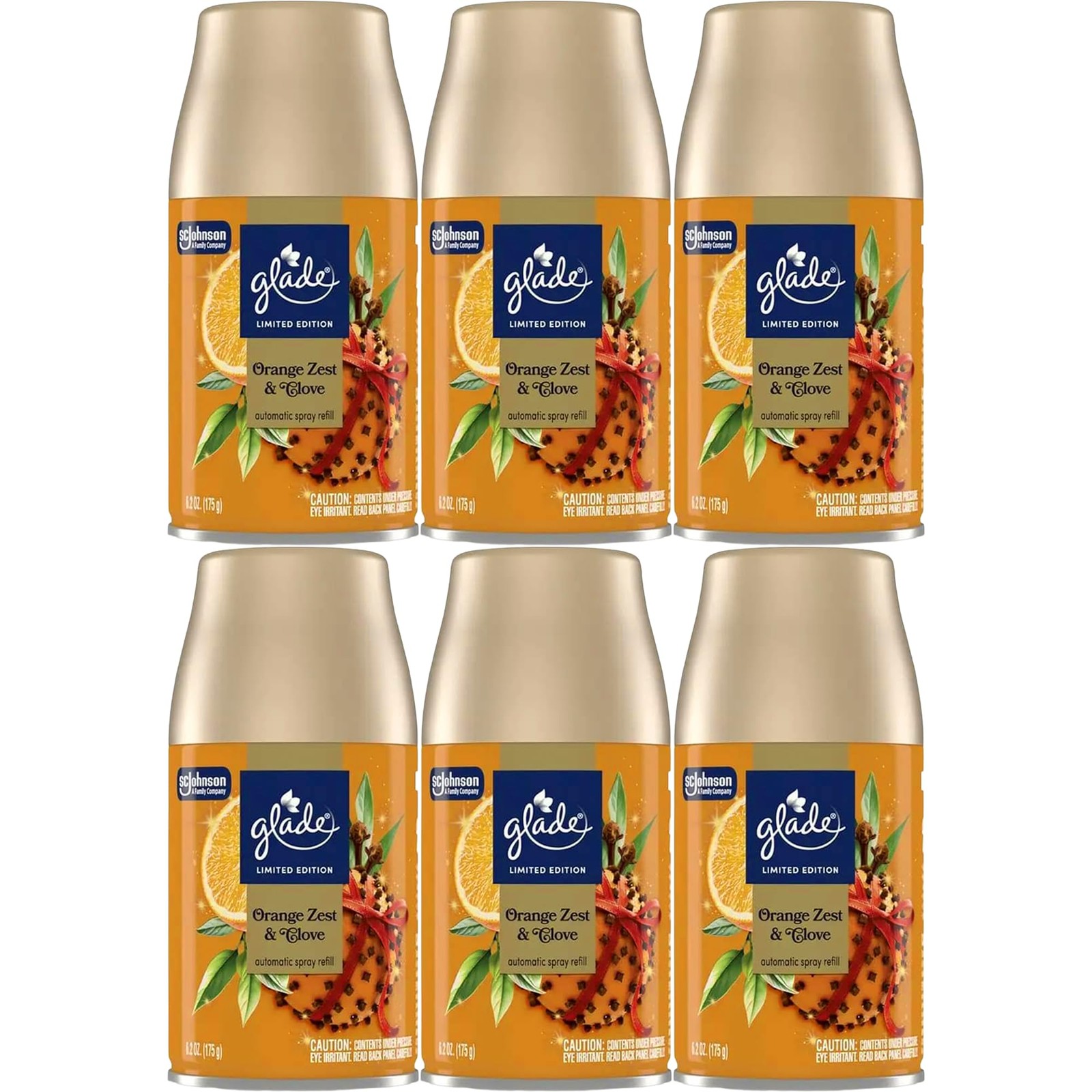 NEW Glade Automatic Spray Refill, 6 Pack, Orange Zest & Clove Scent NEW Glade Automatic Spray Refill, 6 Pack, Orange Zest & Clove Scent