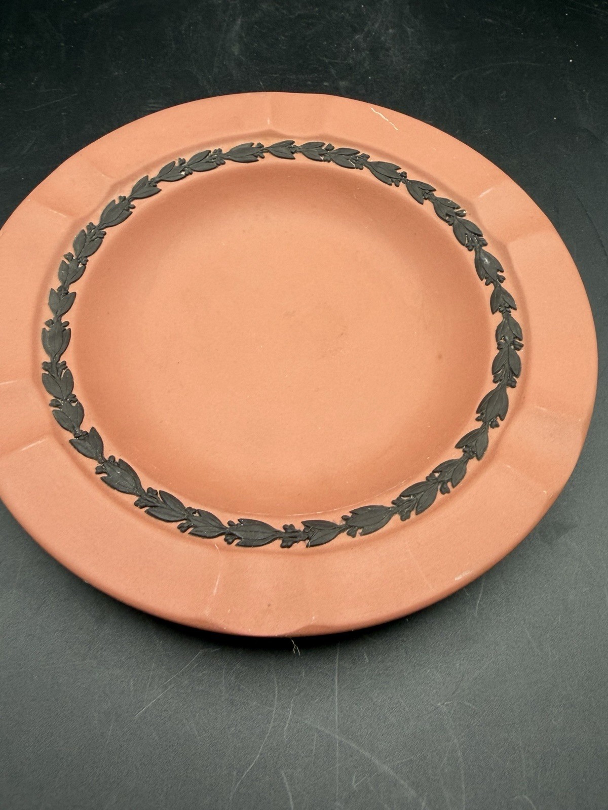 Vintage Wedgwood Terracotta Black Jasperware Laurel Wreath Dish 8.25” England
