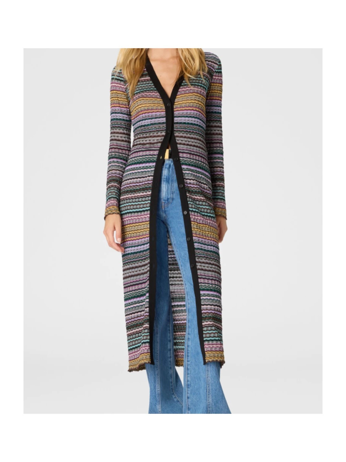 Missoni M Collection Cardigan 42 Multicolor Long Maxi Knit Button Front Italy