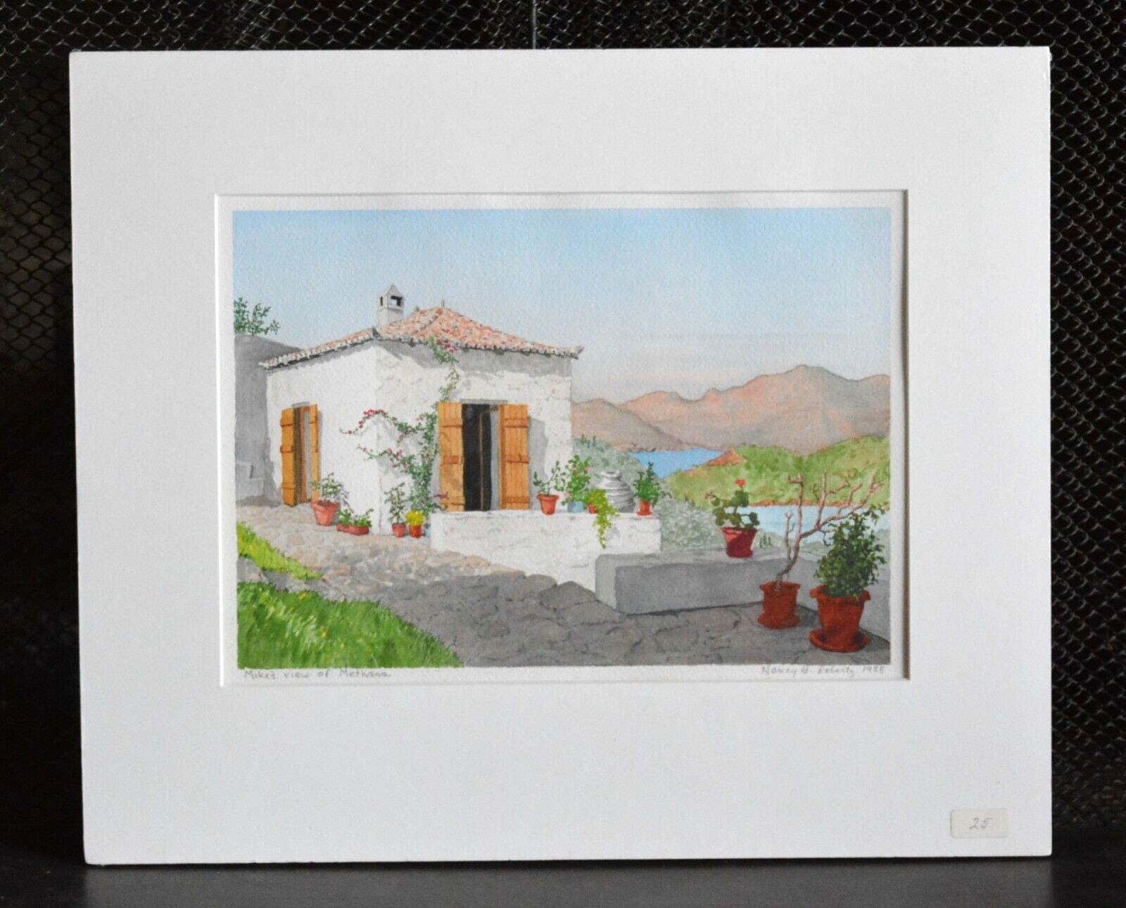 Nancy B. Roberts - Original Watercolor Landscape Painting - Methana Poros Greece