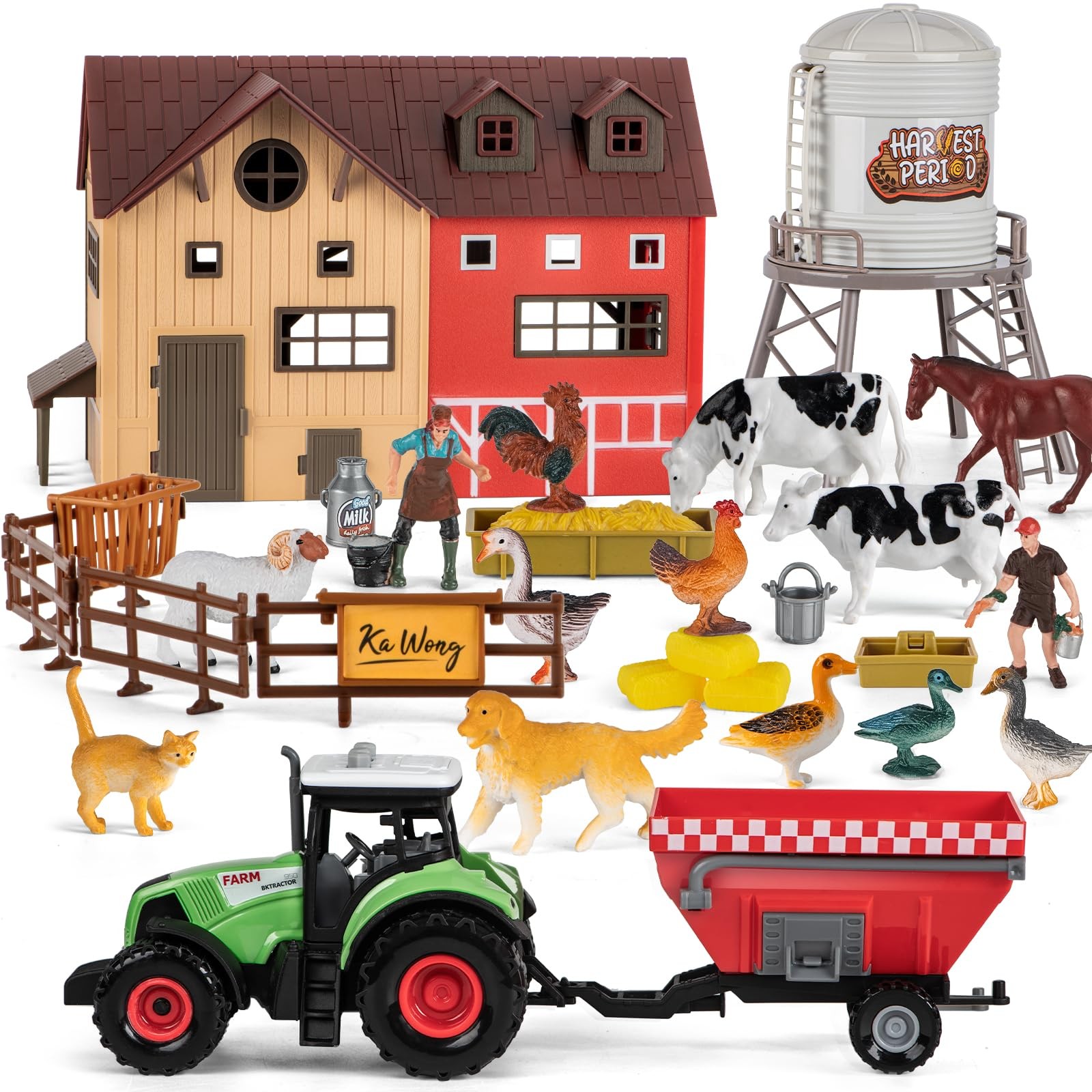 Farm Animal Toy Set With Red Barn 33Pcs Farm Barn Playset For Kid Toddler 3-7 Farm Animal Toy Set With Red Barn 33Pcs Farm Barn Playset For Kid Toddler 3-7