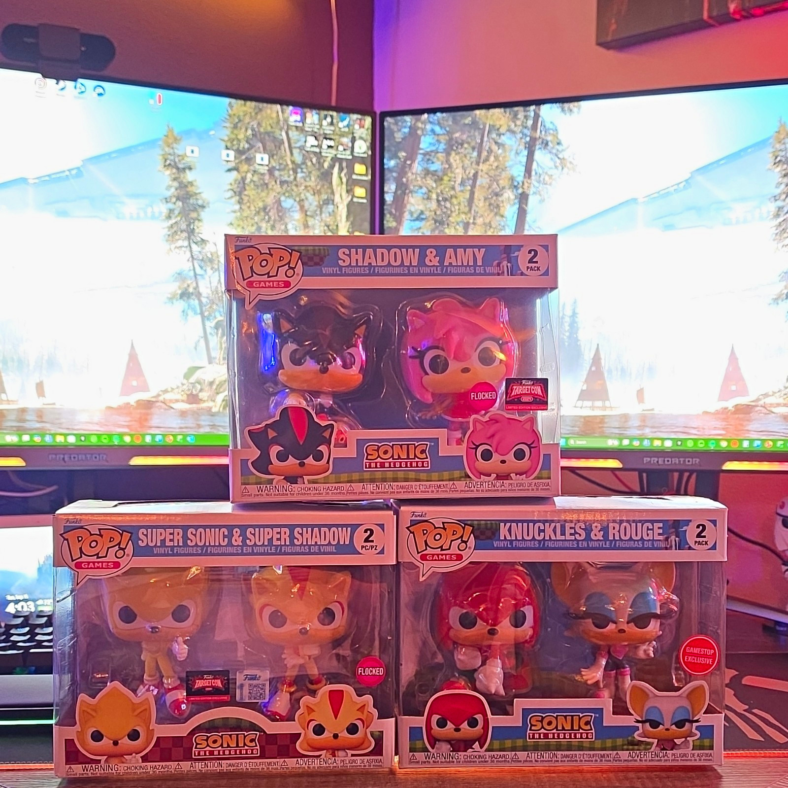 Funko Pop Games Sonic the Hedgehog POP 2-Pack Vinyl Figures Flocked Lot Funko Pop Games Sonic the Hedgehog POP 2-Pack Vinyl Figures Flocked Lot