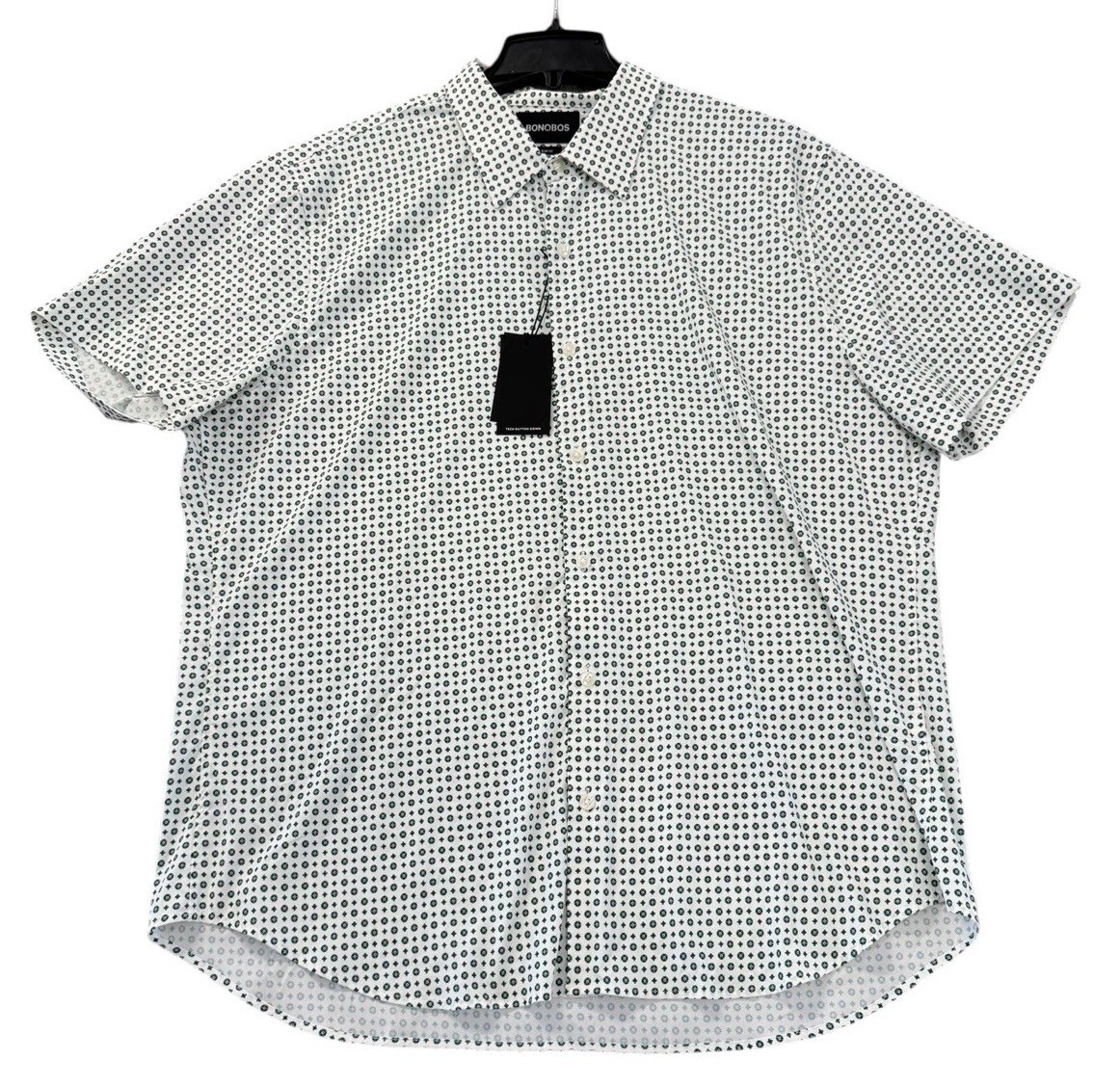 NEW Bonobos Men\'s Slim Fit SS Geo Print Button Up Shirt White Size Small NWT