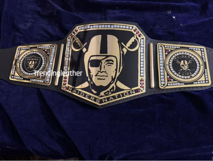 New NFL Raiders Nation 4 Life Wrestling Championship Replica Title Belt Zinc